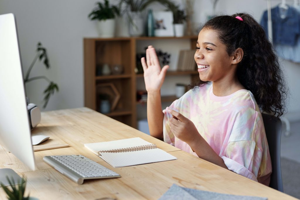 Girl studying online during COVID